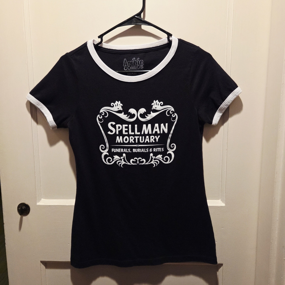 Hot Topic Black and White Spellman Mortuary Tee
